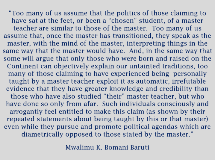 Baruti the politics of the master
