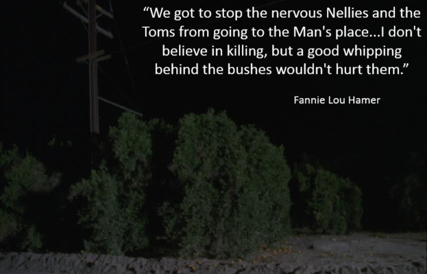 Hamer behind the bushes