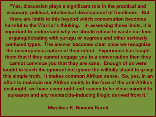 Baruti eliminating meaningless debate