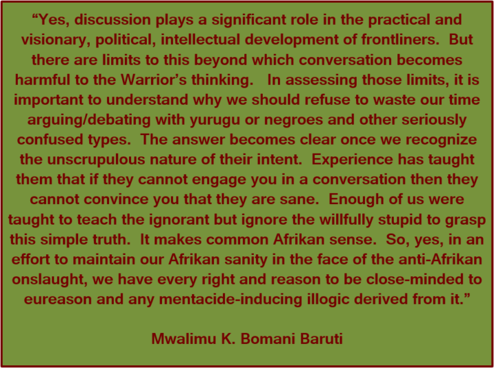 Baruti eliminating meaningless debate