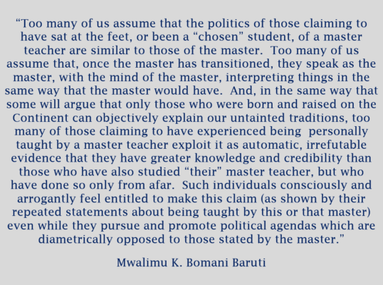 Baruti the politics of the master