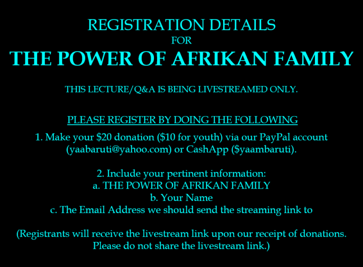 Afrikan Family lecture 2023.registration