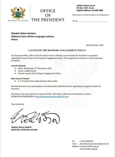 Dr. Kambon DEP Invitation