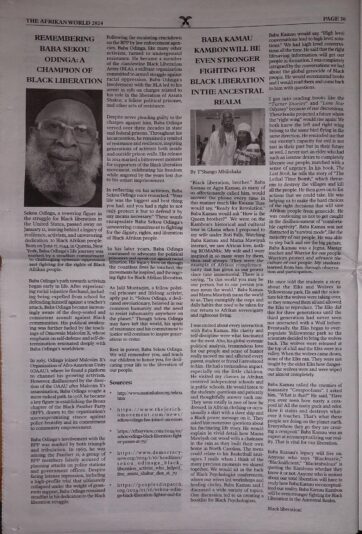 T'Shango Mbilishaka protribution to Nana Kambon