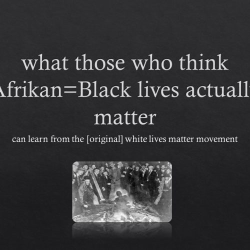 [Video+Slides Bundle] What those who think Afrikan=Black Lives really Matter can learn from the [original] white Lives Matter Movement
