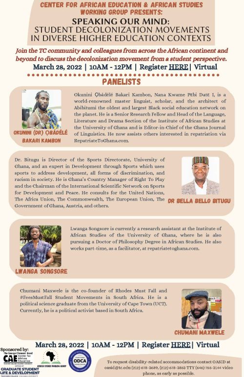 Speaking Our Minds: Student Decolonization Movements in Diverse Higher Education Contexts