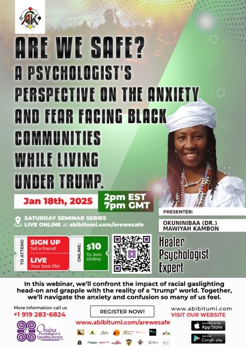 Video Recording Are We Safe? A Psychologist's Perspective on the Anxiety and Fear Facing Black Communities while Living Under Trump.