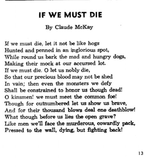 If We Must Die by Claude McKay