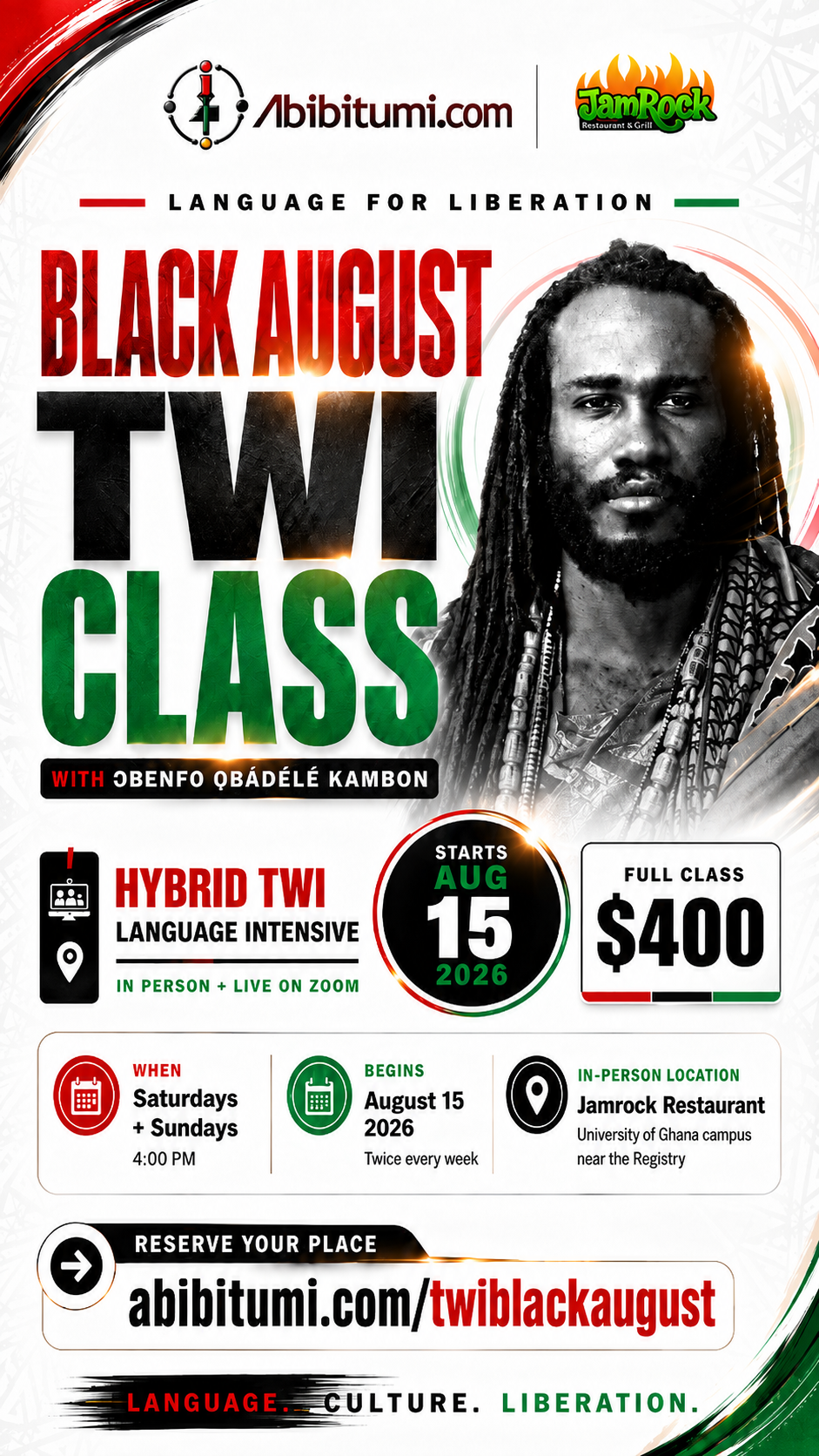 Black August Twi Class 2026 — Hybrid (In Person + Zoom)