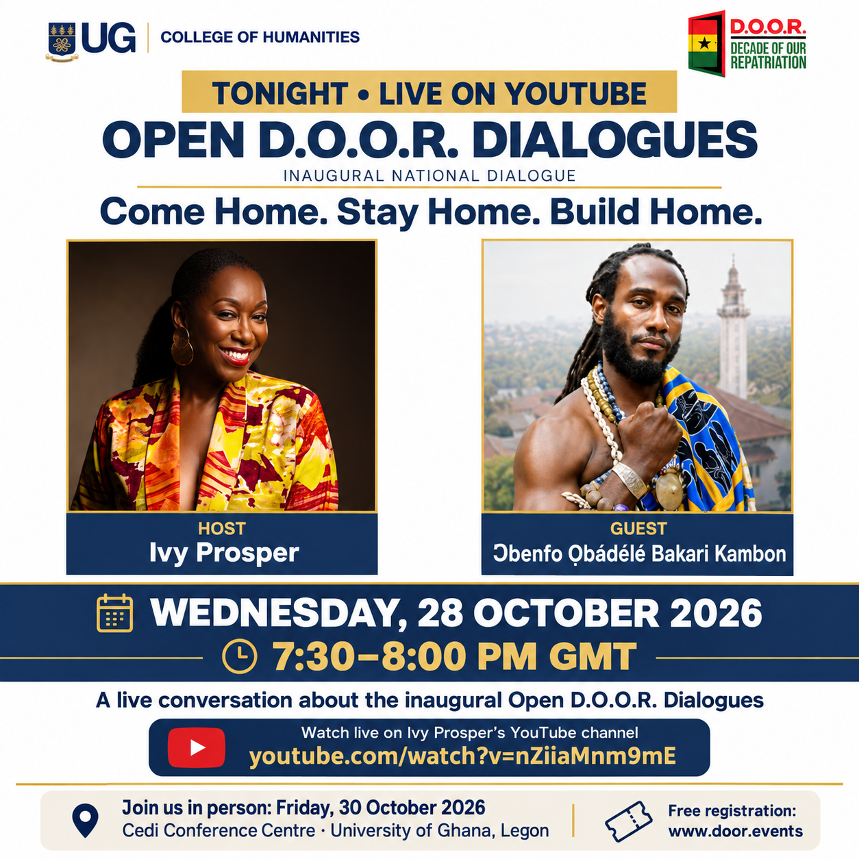 Tonight at 7:30 PM GMT — Ivy Prosper live with Ɔbenfo Ọbádélé Kambon
